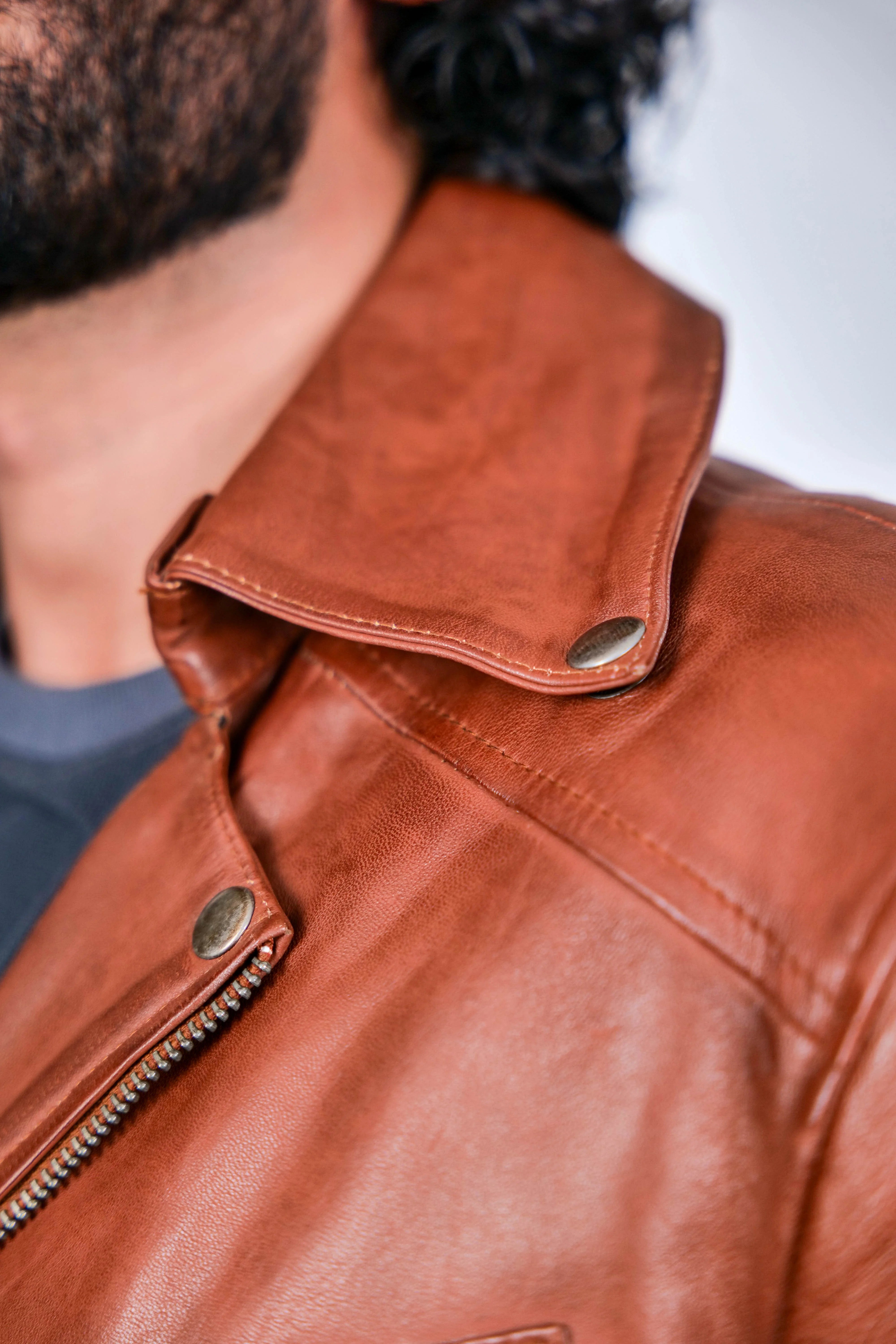 Classic Brown Leather Jacket for Men - Genuine Leather, Stylish Fit