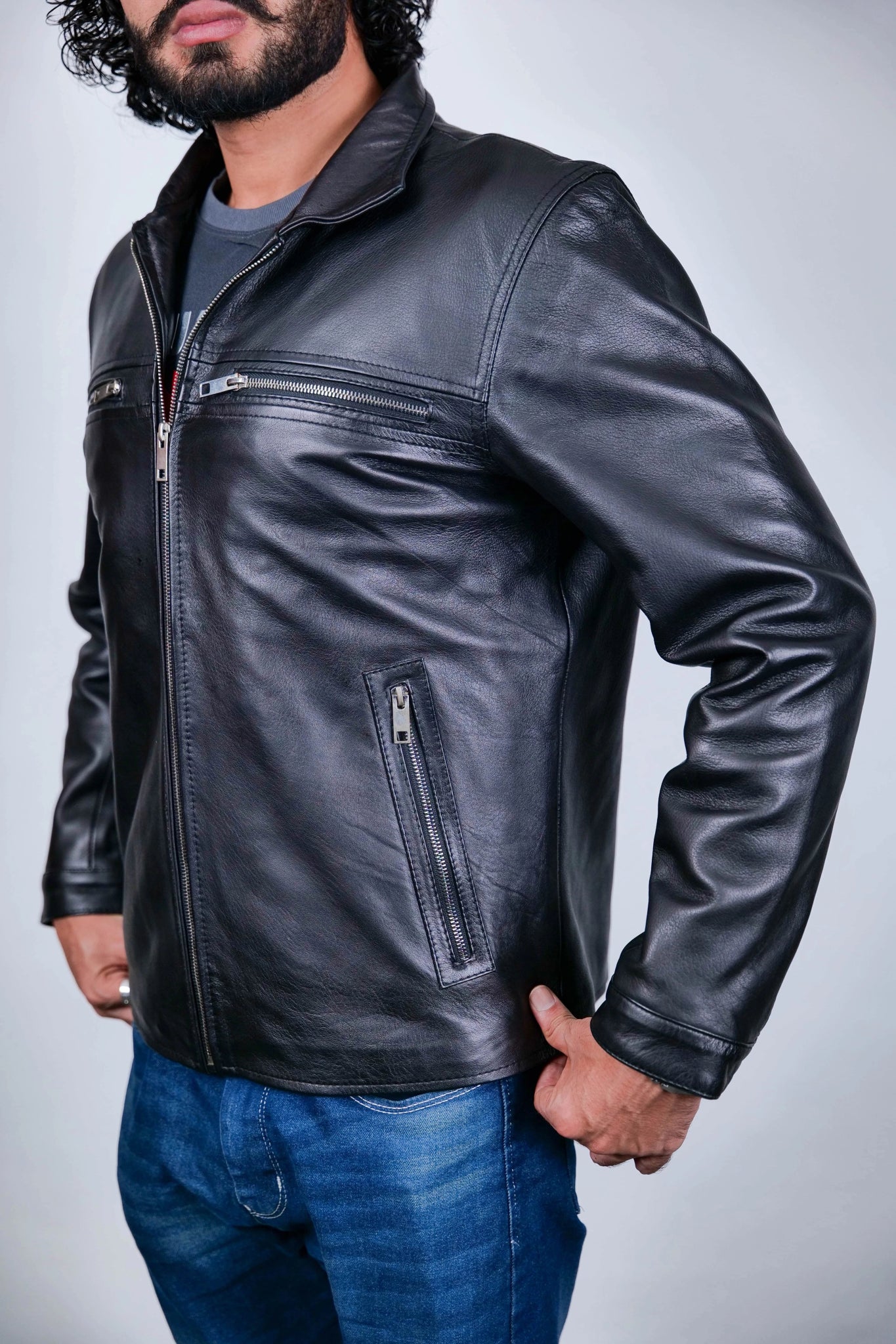 Premium Quality Men's Black Genuine Leather Biker Jacket – for Bikers