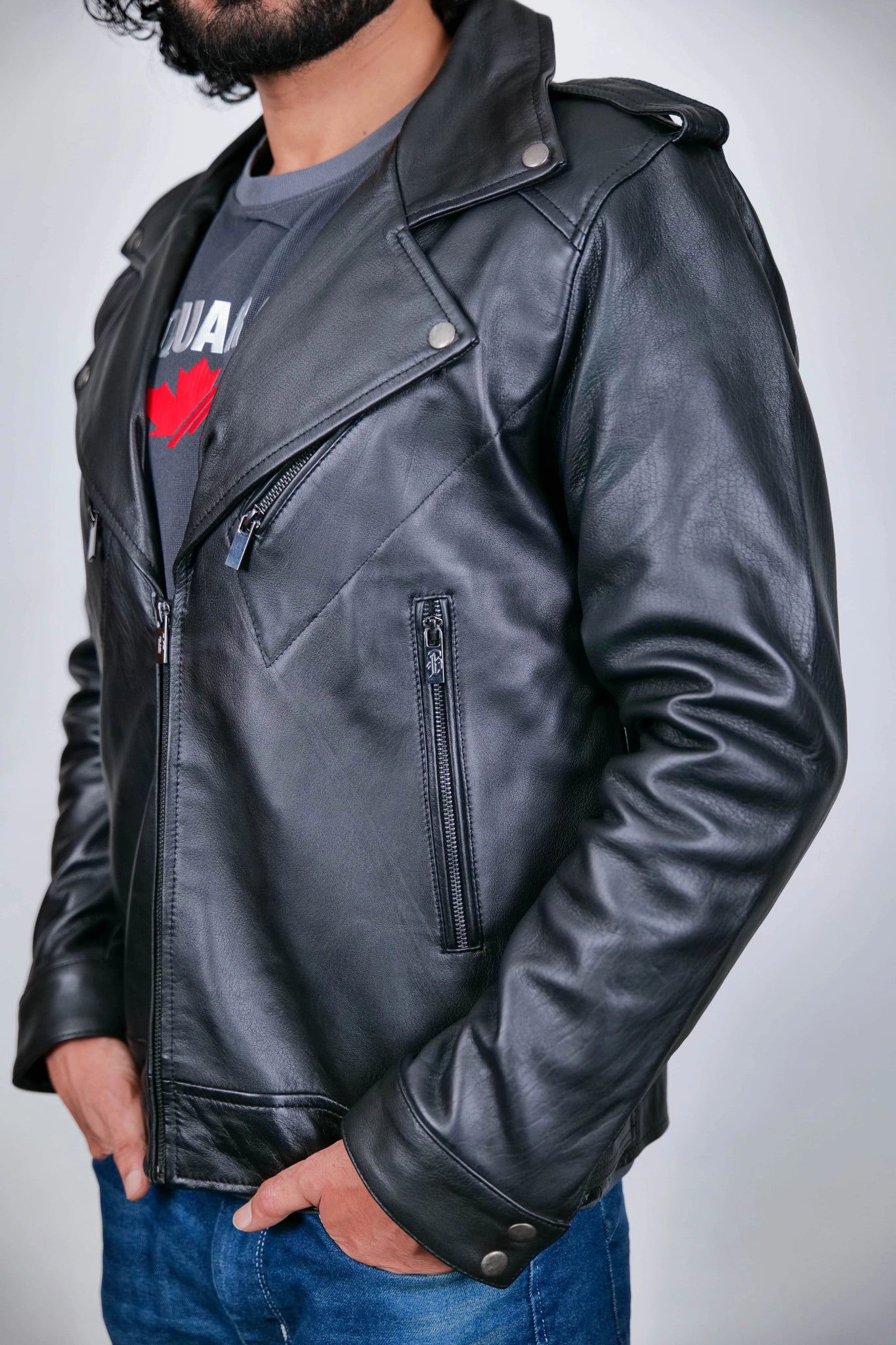 Men's Classic Black Leather Motorcycle Jacket