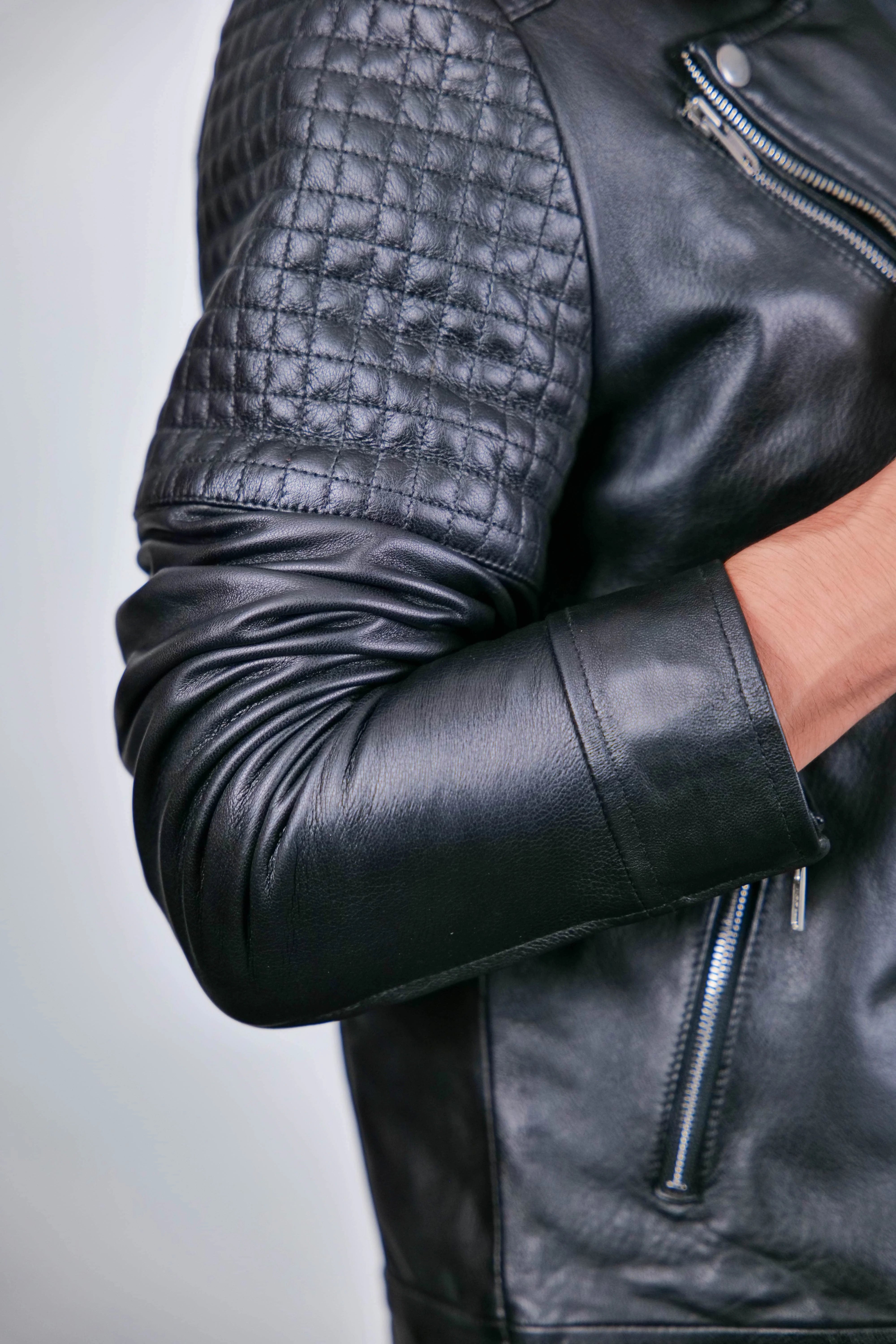 Men's Black Quilted Leather Biker Jacket – Classic Motorcycle Style