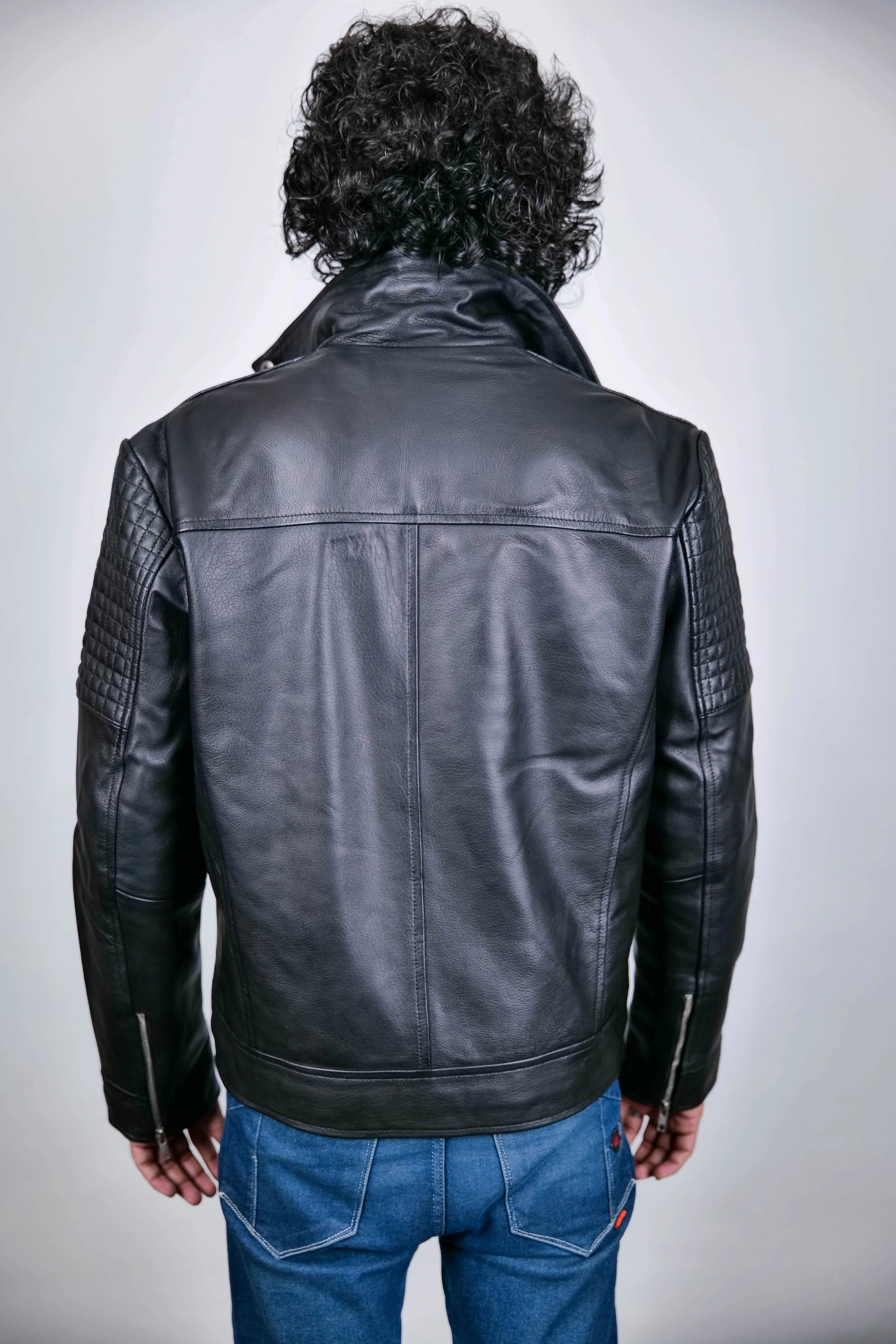 Men's Black Quilted Leather Biker Jacket – Classic Motorcycle Style