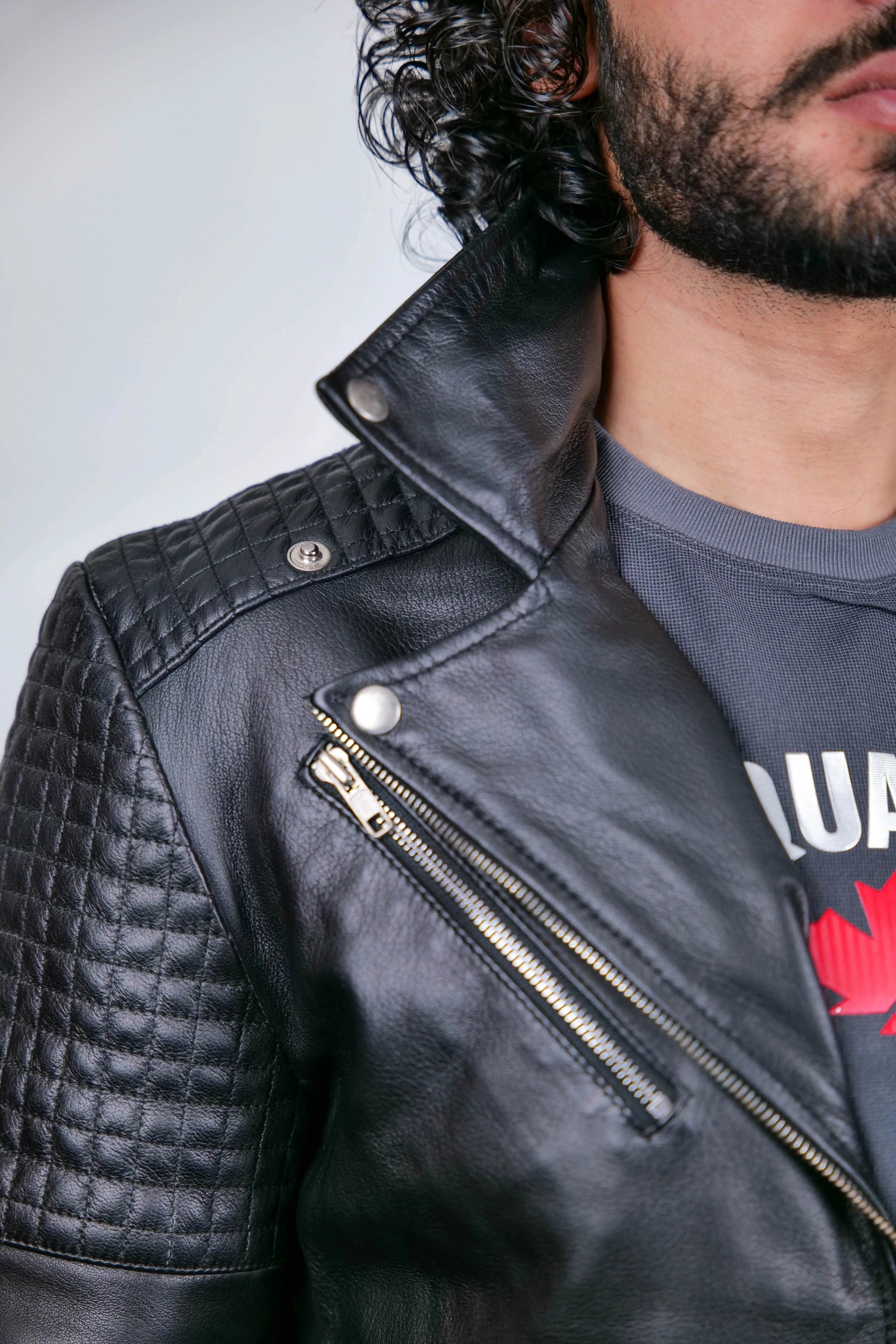 Men's Black Quilted Leather Biker Jacket – Classic Motorcycle Style