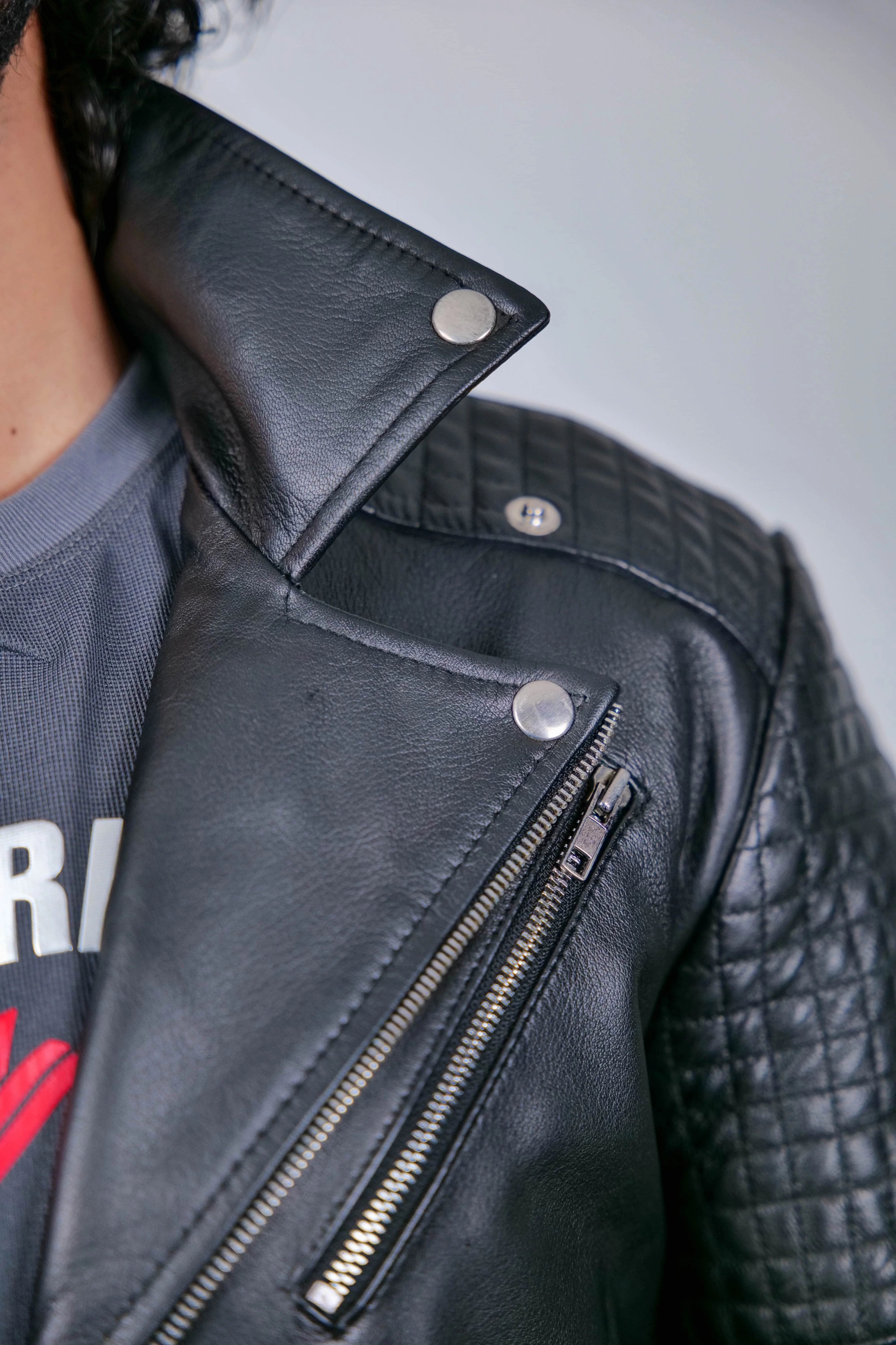 Men's Black Quilted Leather Biker Jacket – Classic Motorcycle Style