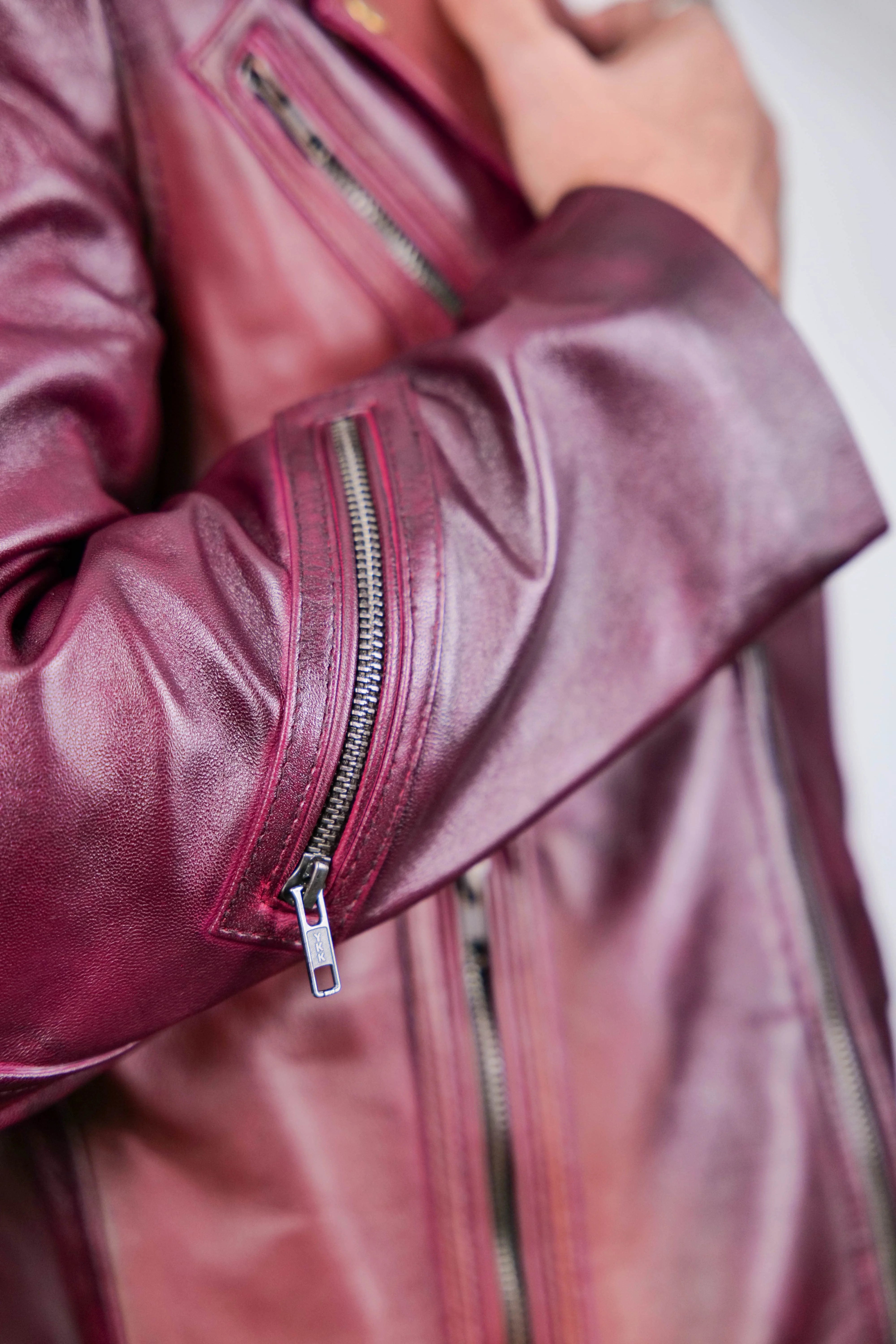 Men's Maroon Leather Biker Jacket – Bold & Stylish